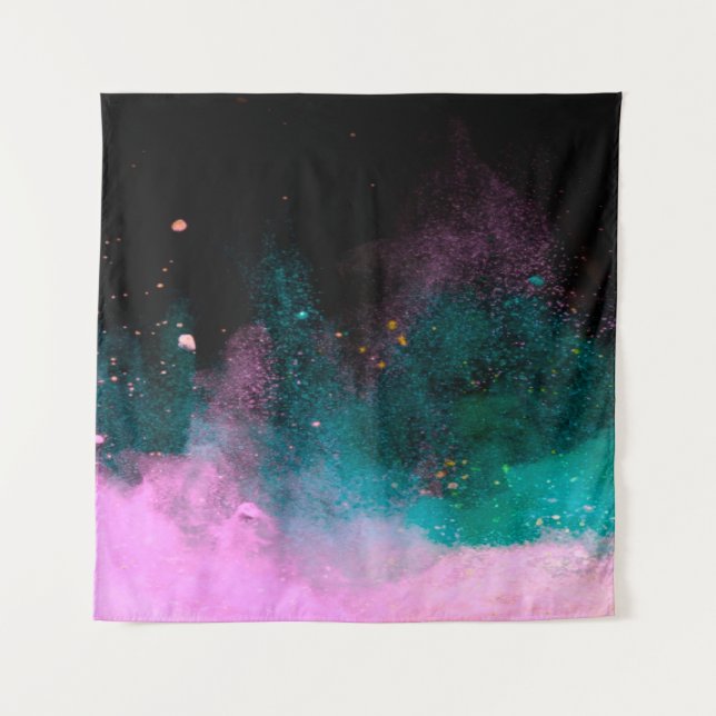 Explosion des abgeschiedenen farbigen Pulvers auf  Wandteppich (Vorderseite)