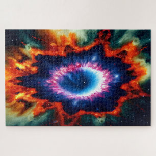 Explosion des kosmischen, rosa, blau-gelb-orangefa puzzle