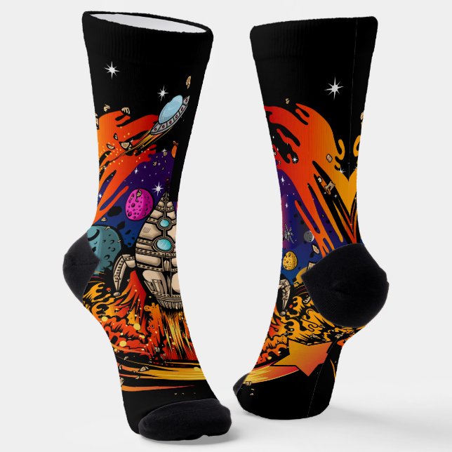 Explosion eines Raumschiffs Socken (Gewinkelt)