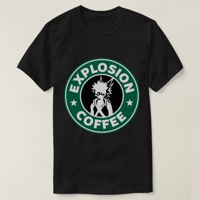 Explosionskaffee (Bakugo)-Aufkleber T-Shirt (Design vorne)