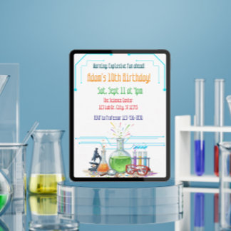 Explosive Fun Science Lab Birthday Einladung