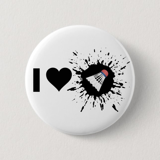 Explosive Ich liebe Badminton Button (Vorderseite)