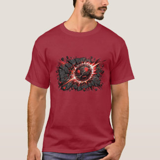 Explosive Lava-Fußball Comic-Art-Design T-Shirt