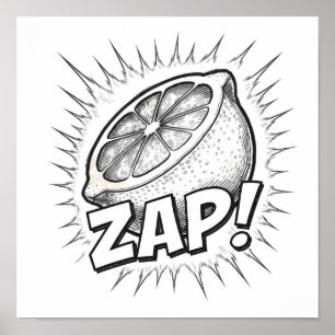 Explosive Pop-Art-Grafik: Eifriger Zapping-Elan Poster