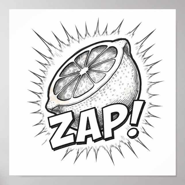 Explosive Pop-Art-Grafik: Eifriger Zapping-Elan Poster (Vorne)