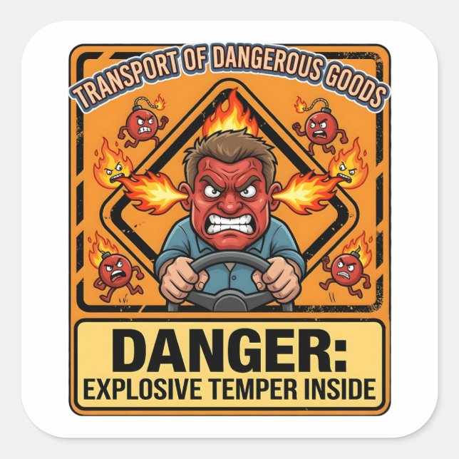 Explosive Temper Trucker | ADR digital download Quadratischer Aufkleber (Vorderseite)