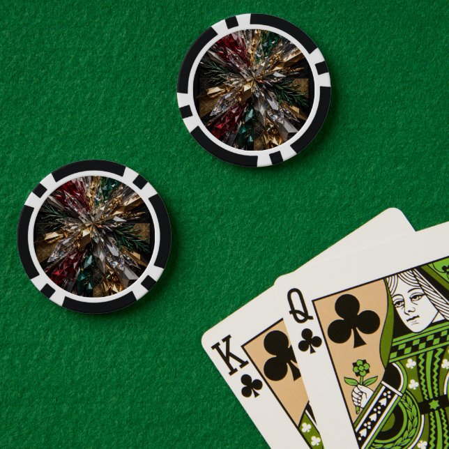 Explosiver Kristall-Weihnachtsstern-Berst-Mosaik Pokerchips (Pokertisch (doppelt))