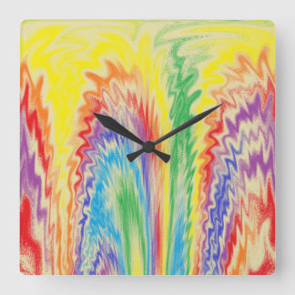 Explosiver Regenbogen Quadratische Wanduhr
