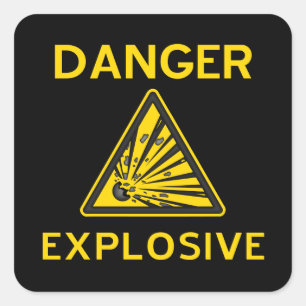 Explosiver Warnzeichen-Aufkleber Quadratischer Aufkleber