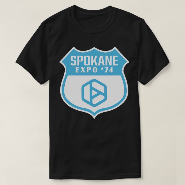 Expo 74 Spokane Welten Fair Retro Shield Blue T-Shirt (Design vorne)