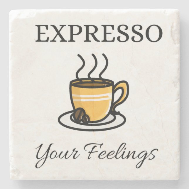 Express Ihre Gefühle Niedlich Espresso Kaffee Steinuntersetzer (Vorderseite)