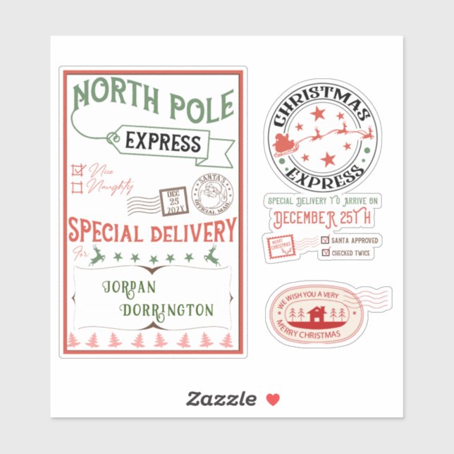 Express Lieferung North Pole Santa Mail gibt Wasse Aufkleber (Blatt)