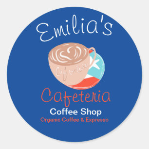 Express Spanish Coffee Shop HandGezeichnet Logo Runder Aufkleber