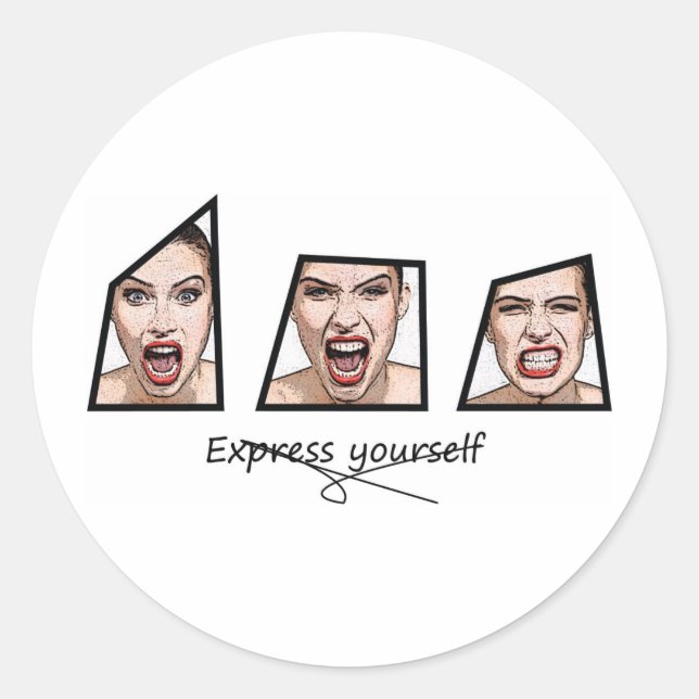 Express yourself runder aufkleber (Vorderseite)