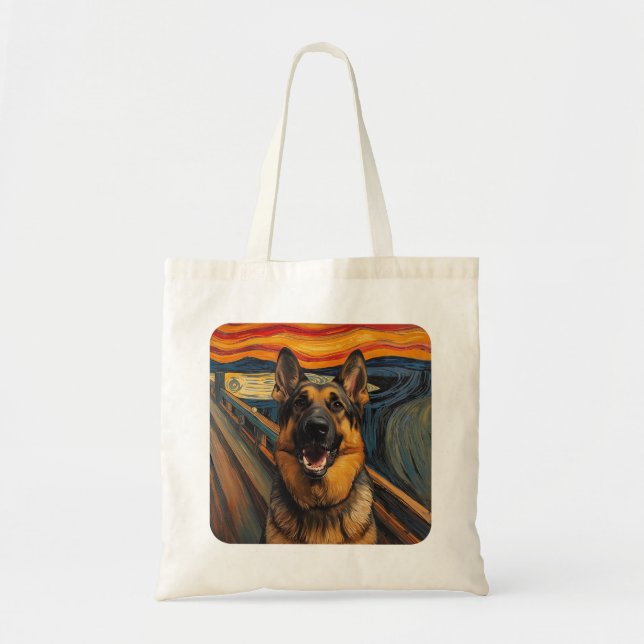 Expressionist Angst Painting German Shepherd Tragetasche (Vorne)