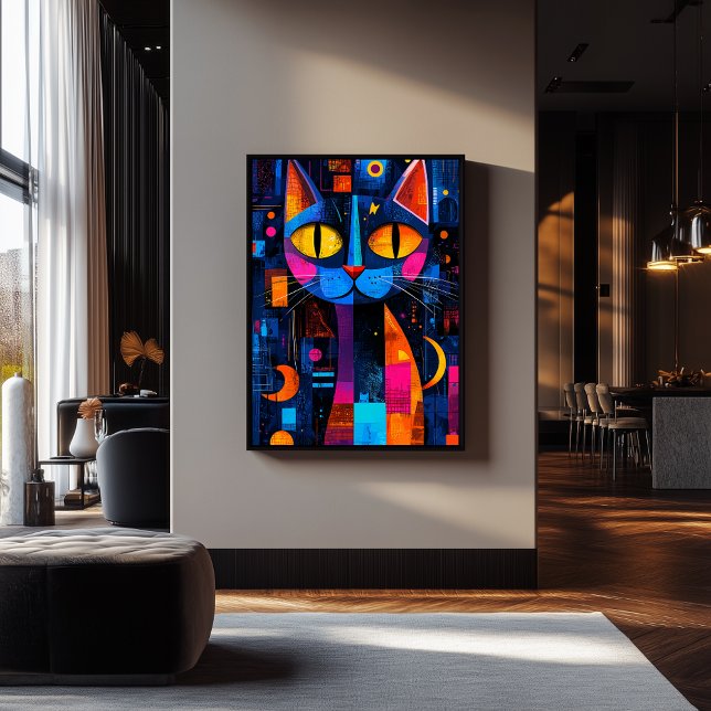 Expressionist Geometry Cat Poster - lebendige Kuns (Von Creator hochgeladen)