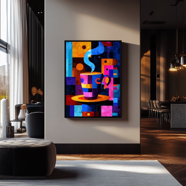 Expressionist Geometry Coffee - Vibrant Café Poster (Von Creator hochgeladen)