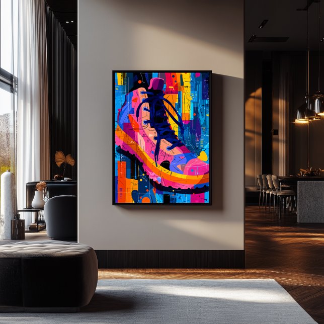 Expressionist Geometry Sneaker, lebendiger Street  Poster (Von Creator hochgeladen)