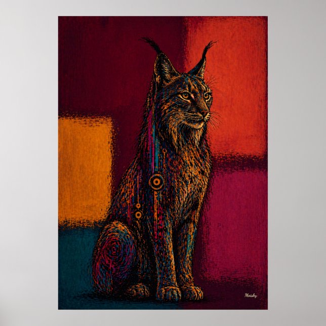 Expressionist Lynx in Color Fields Abstract Poster (Vorne)