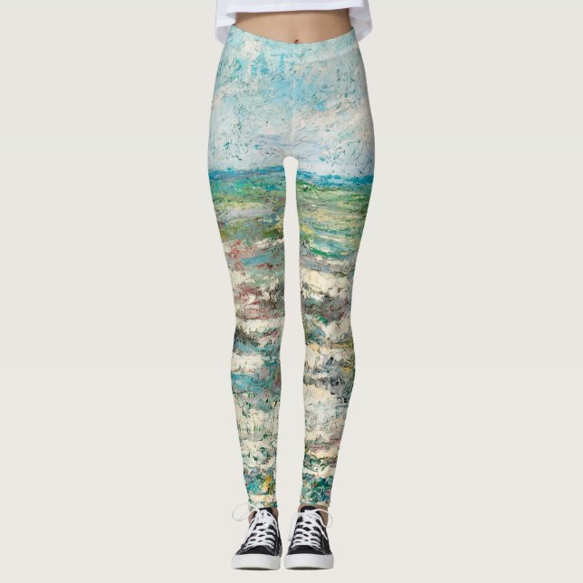 Expressionist Modern Art Seascape Toorop Malerei Leggings (Vorderseite)