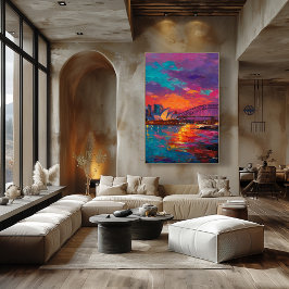 Expressionist Sydney Skyline Vibrant Harbor City Poster