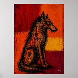 Expressionist Wolf in Color Fields Abstract Poster