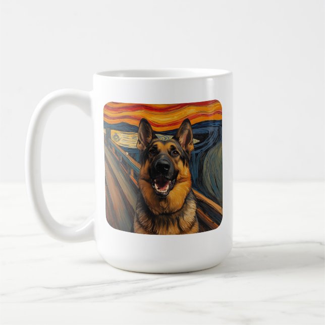 Expressionistische Angstmalerei Deutscher Schäferh Kaffeetasse (Links)