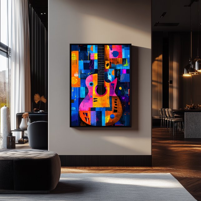 Expressionistische Geometrie Gitarre – Lebendige M Poster (Von Creator hochgeladen)