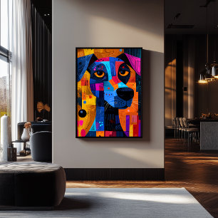 Expressionistische Geometrie Hund – Lebendige abst Poster