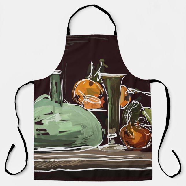 Expressionistischer Fruchtwein Grüner Vasen Schürze (Vorderseite)