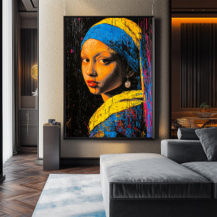 Expressionistisches Mädchen mit dem Perlenohrring  Poster