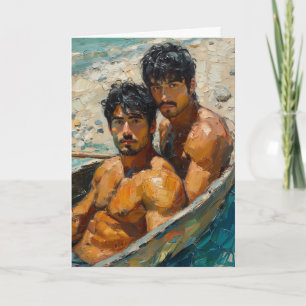 Expressionistisches Ölporträt von zwei Männern Karte