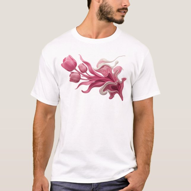 Expressive ABSTRACT BLUMEN-Kunst-Design T-Shirt (Vorderseite)