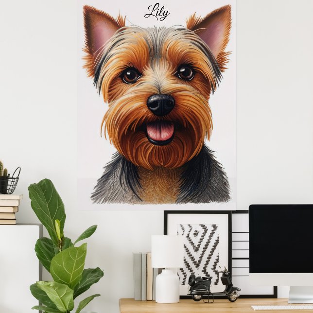 Expressive CloseUp Yorkshire Terrier Dog Portrait Poster (Heimbüro)