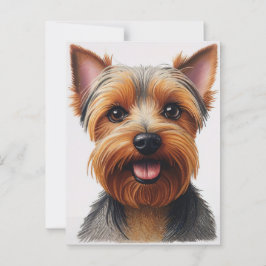 Expressive CloseUp Yorkshire Terrier Dog Portrait Postkarte