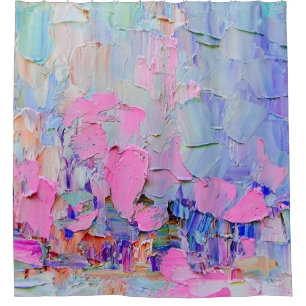 Expressive embossed paint on canvas, created using duschvorhang