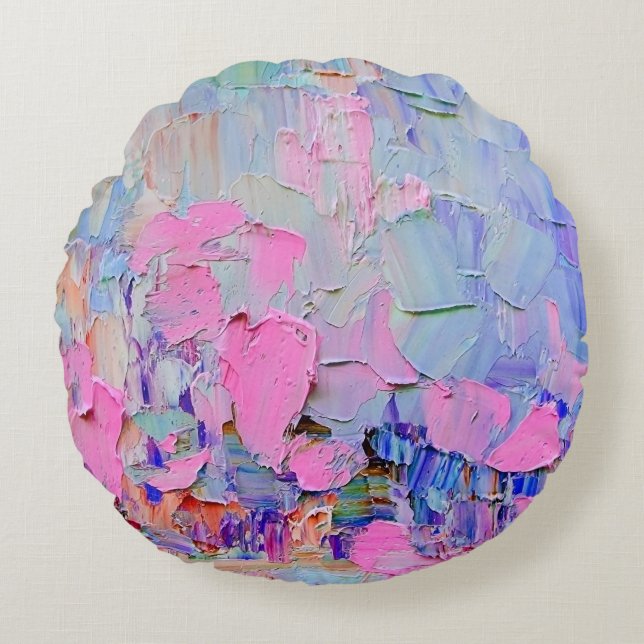 Expressive embossed paint on canvas, created using rundes kissen (Vorderseite)