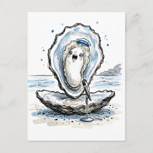 Expressive singende Auster, die in mariner Tinte a Postkarte