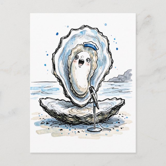 Expressive singende Auster, die in mariner Tinte a Postkarte (Vorderseite)