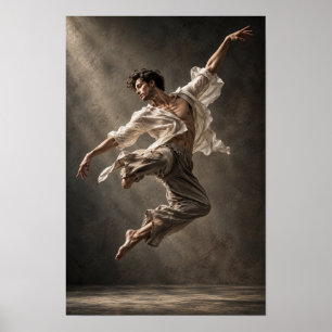 Expressiver männlicher Tänzer in Bewegung Zeitgenö Poster