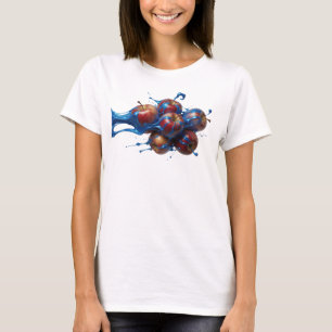 Expressives Blaues Abstraktes Apfel-Künstlerisches T-Shirt
