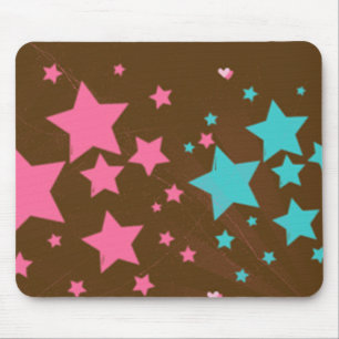 Expresso Rosa und Blaue Sterne - Mousepad