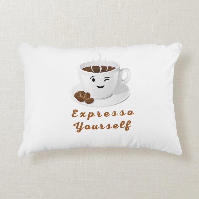 Expresso Yourself – Funny Smiling Coffee Tee Dekokissen (Vorderseite)