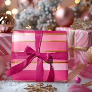Exquisit Berry Pink und Gold gestreift Geschenkpapier
