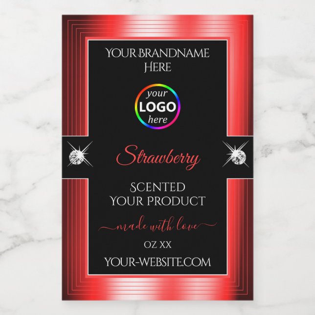 Exquisit Black Shiny Red mit Logo-Produktlabel Lebensmitteletikett (Einzelnes Label)