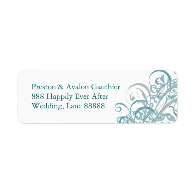 Exquisite Aquamarine Scroll White Wedding Address  (Vorne)