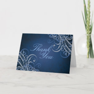 Exquisite Barock Blue Scroll Danke Karte