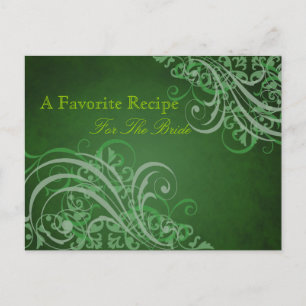 Exquisite Barock Green Brautparty Rezept Card Postkarte
