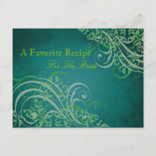 Exquisite Barock Green Brautparty Rezept Card Postkarte