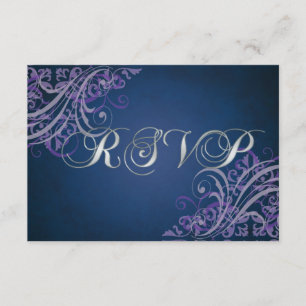 Exquisite Barock Lila Scroll RSVP-Karte RSVP Karte
